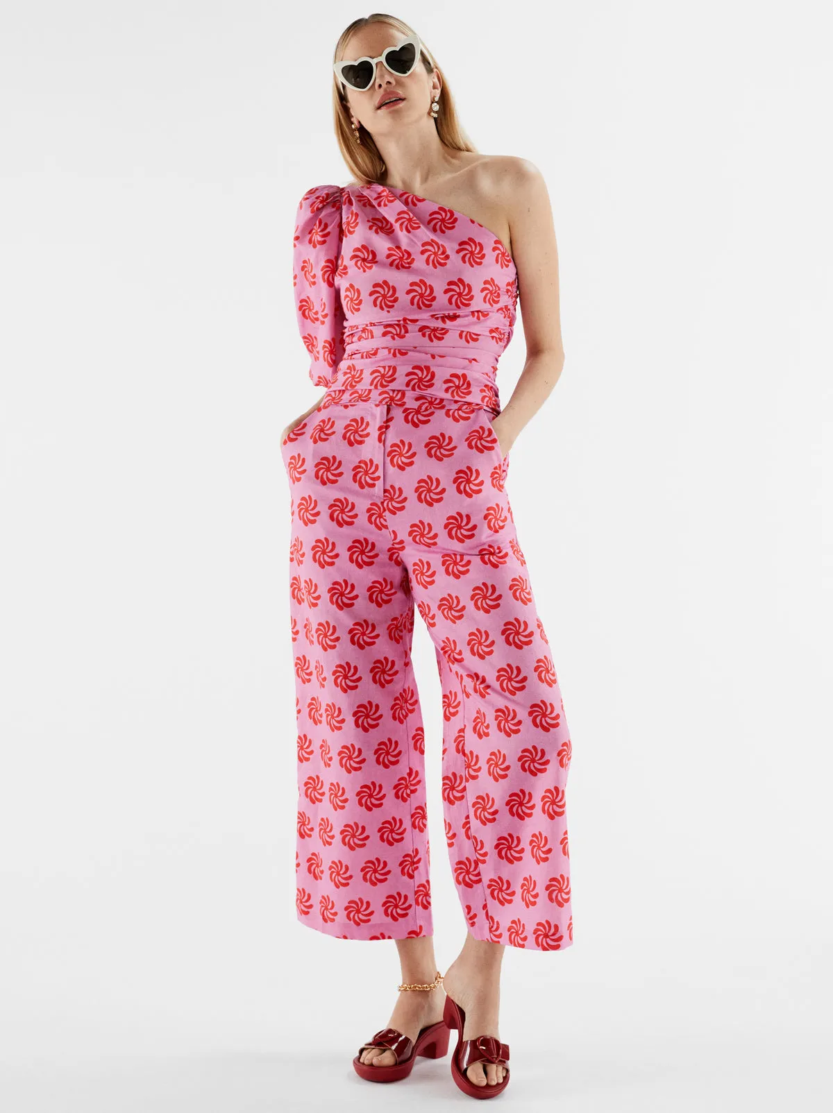 Romina Pink Geo Floral Trousers