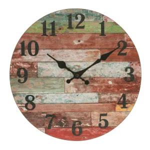 Rustic Farmhouse Worn Wood Clock - 12 Inch