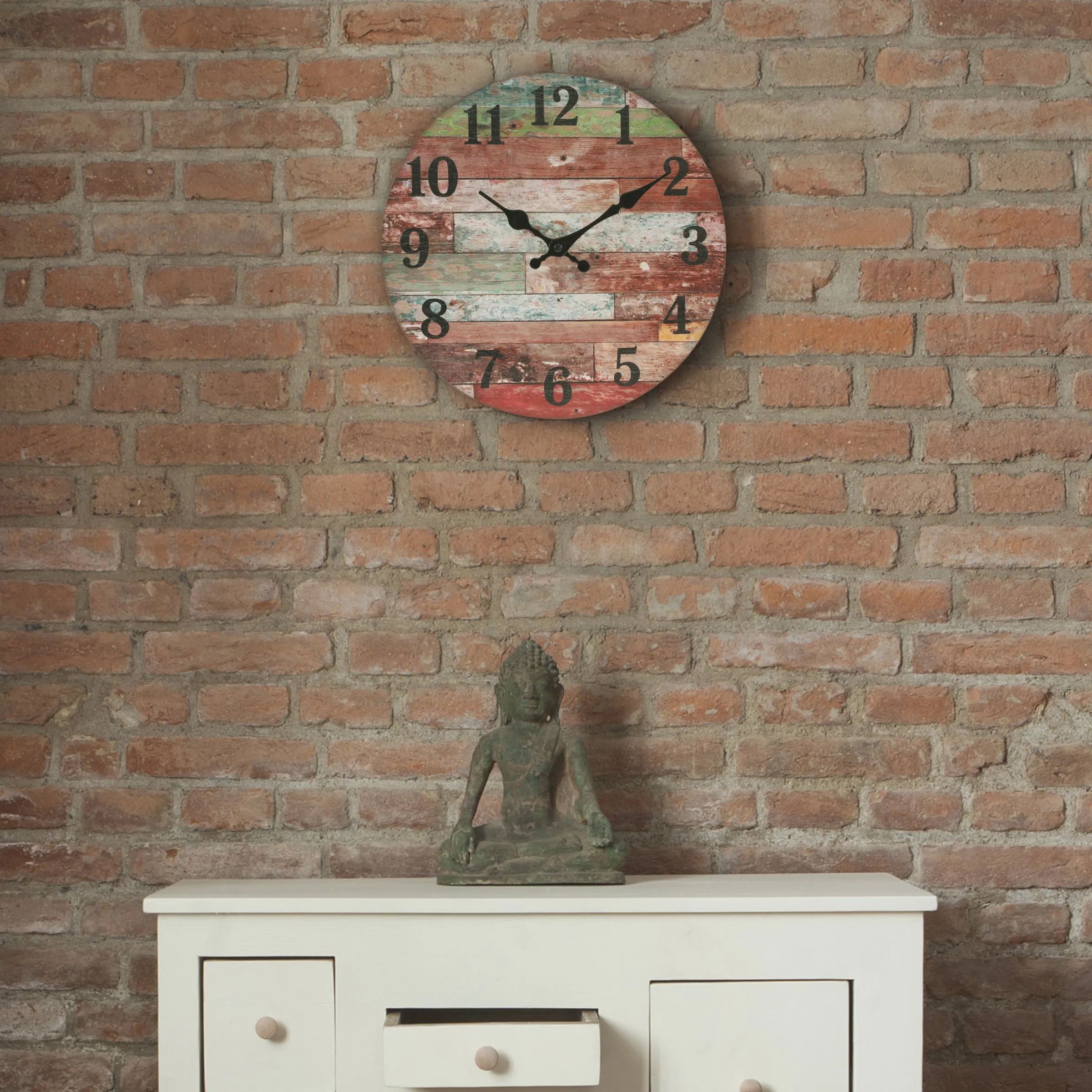 Rustic Farmhouse Worn Wood Clock - 12 Inch