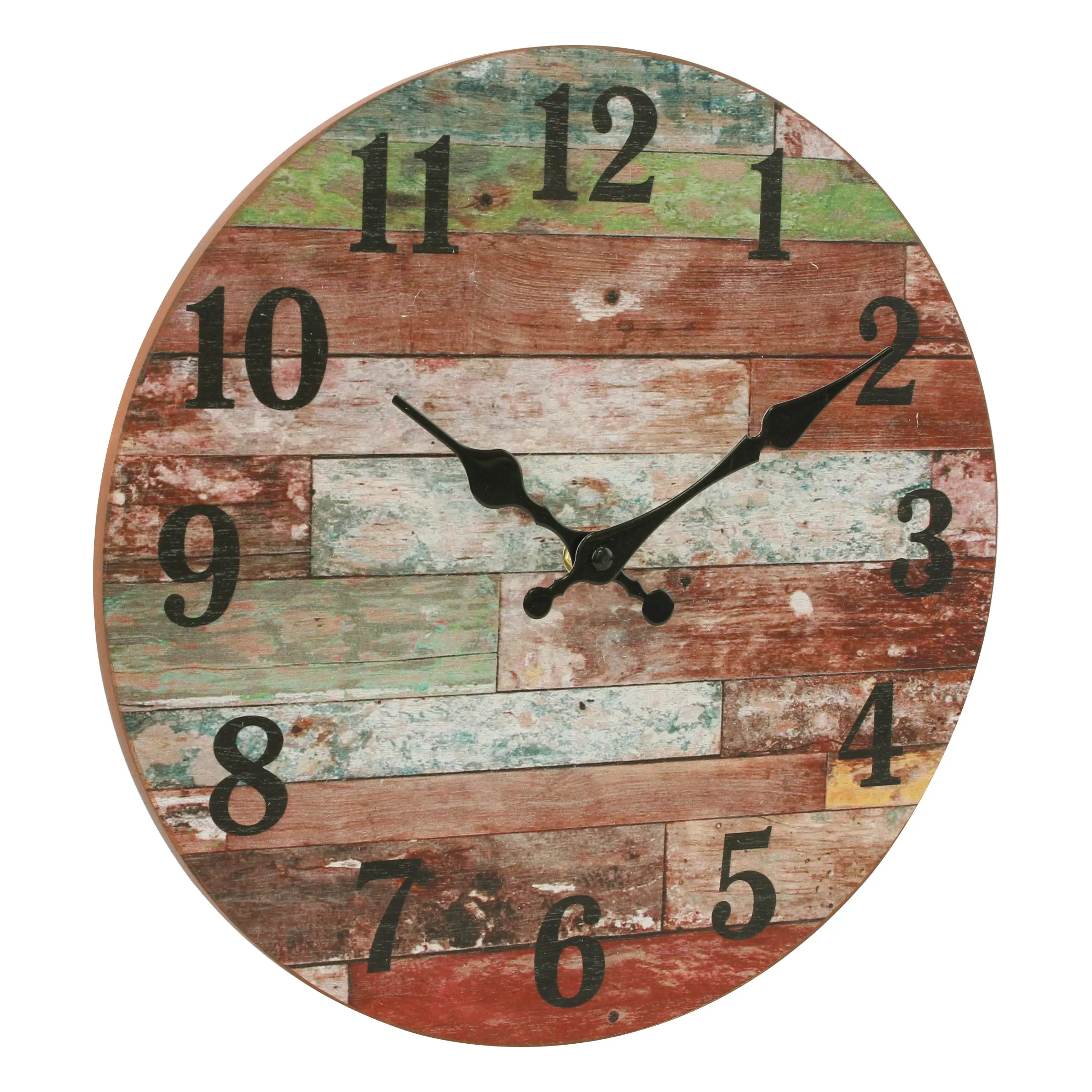 Rustic Farmhouse Worn Wood Clock - 12 Inch