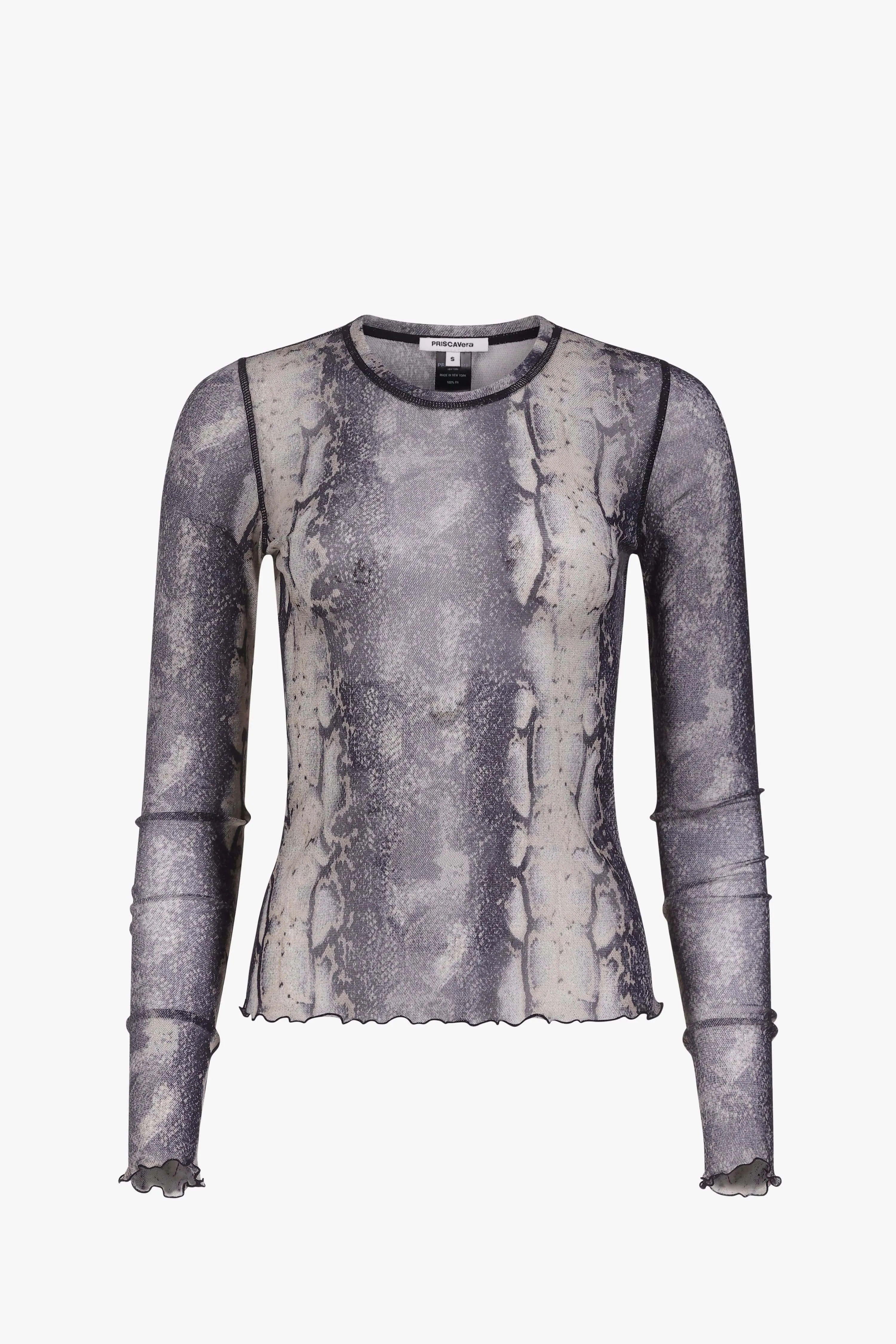 Snake Mesh Long Sleeve Top