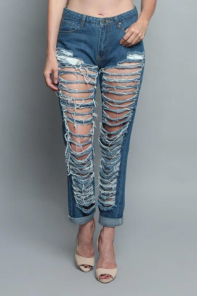 Super Distressed Denim Jeans