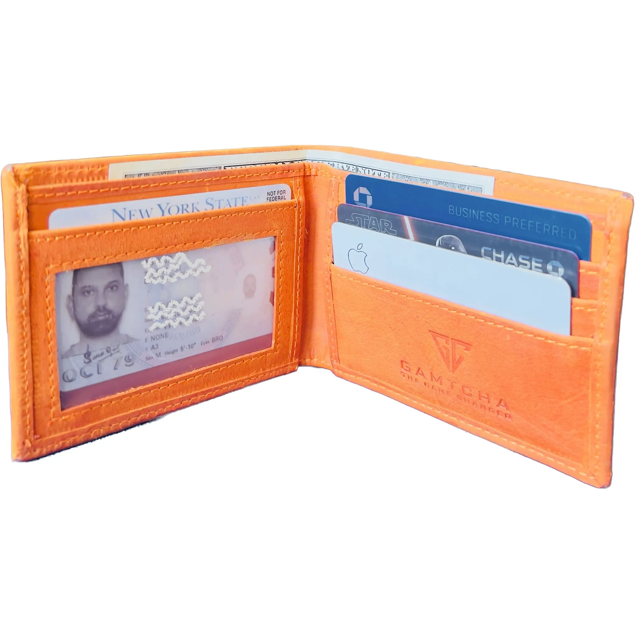 Tan Leather RFID Slim ID Wallet