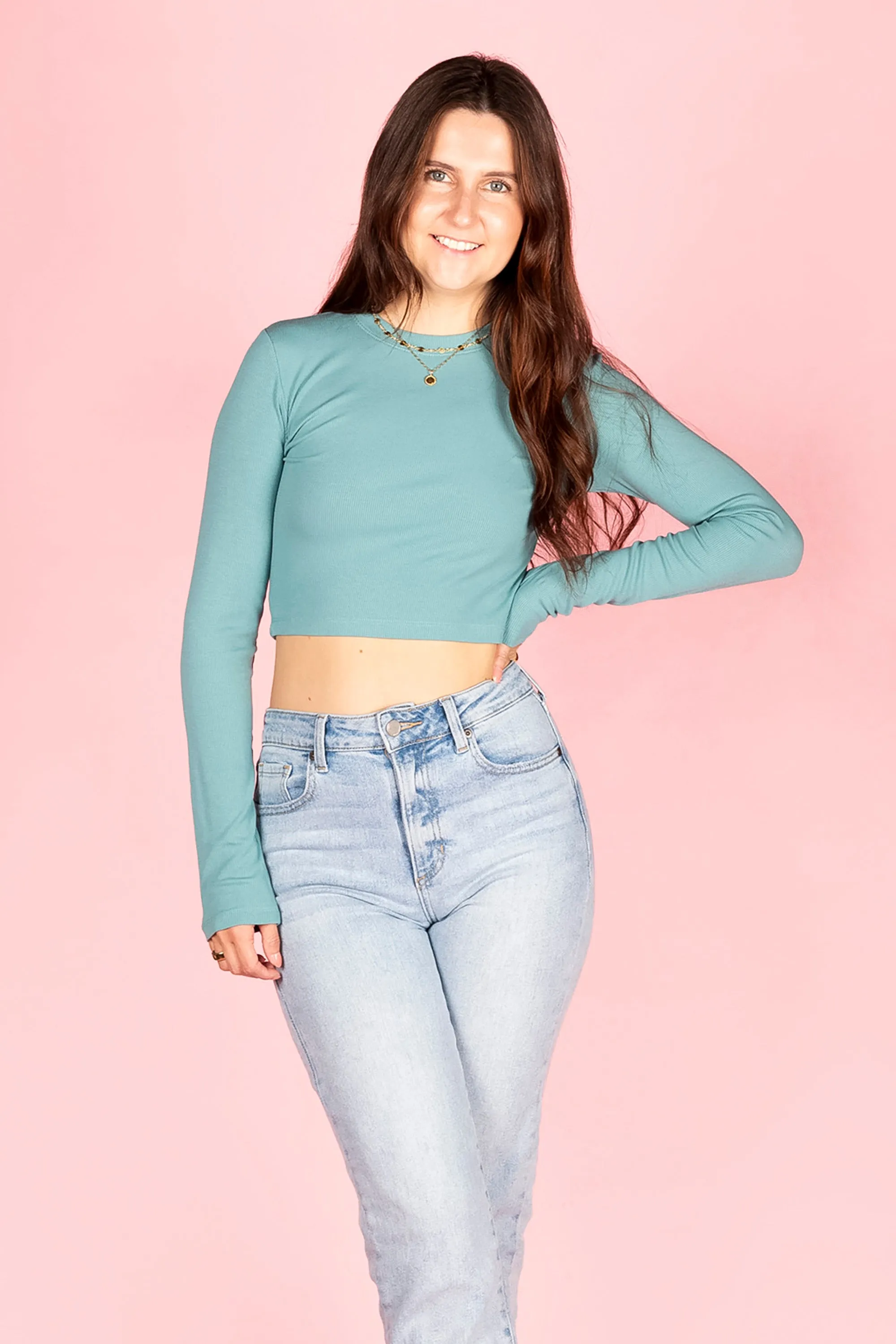 Teal Micro Ribbed Essential Top - FINAL SALE