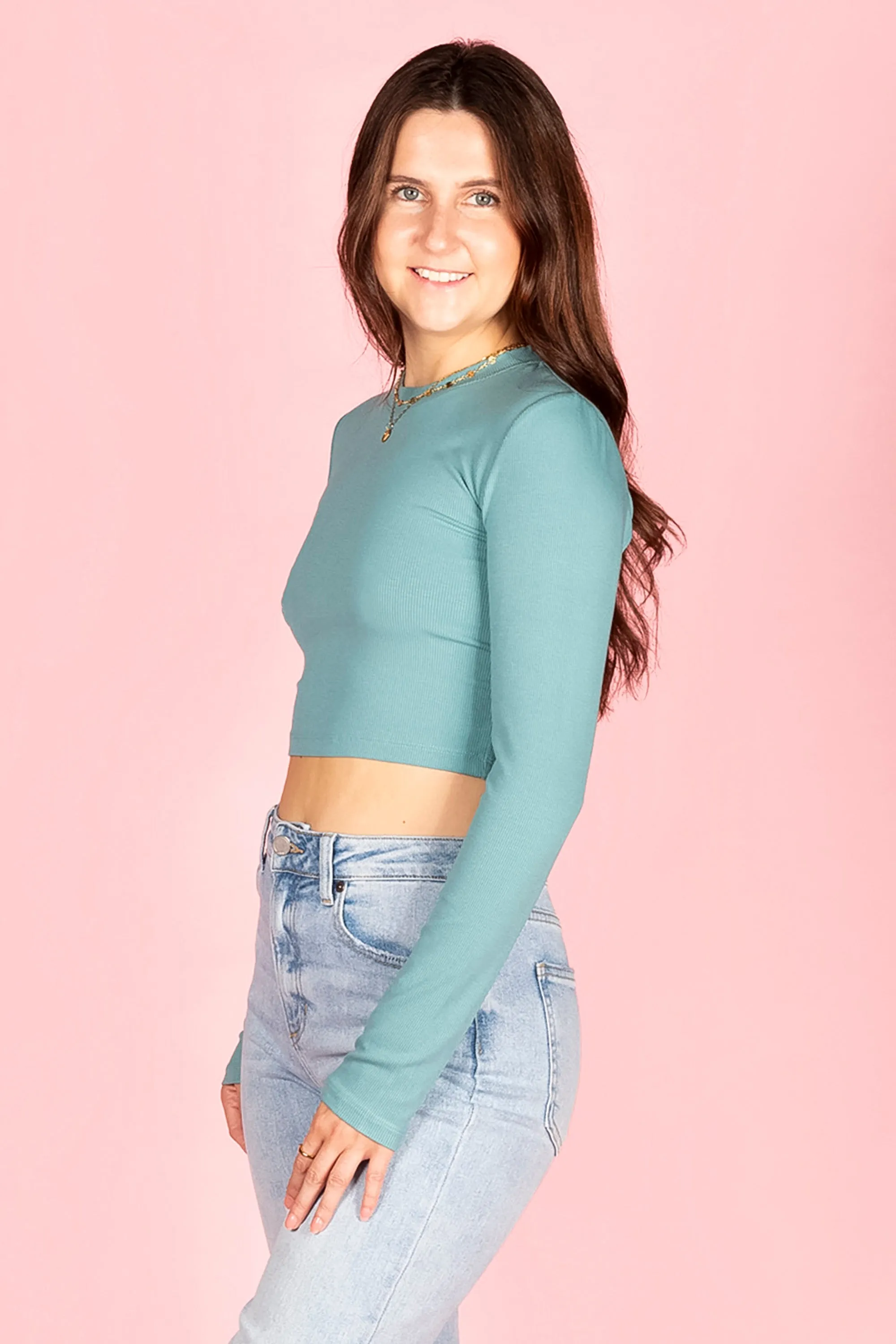 Teal Micro Ribbed Essential Top - FINAL SALE