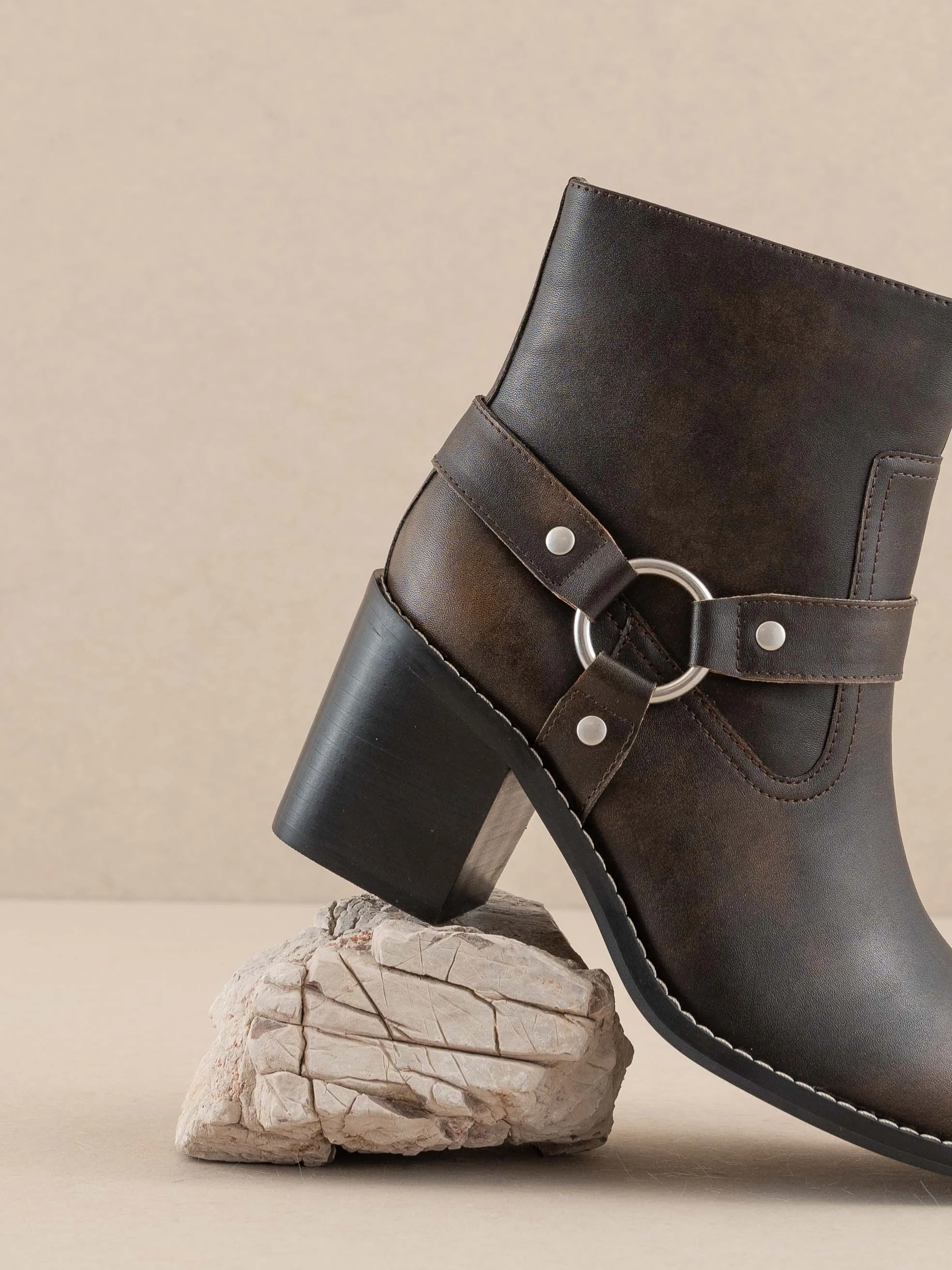 The Cameron | Coffee Heeled Moto Chelsea Boot