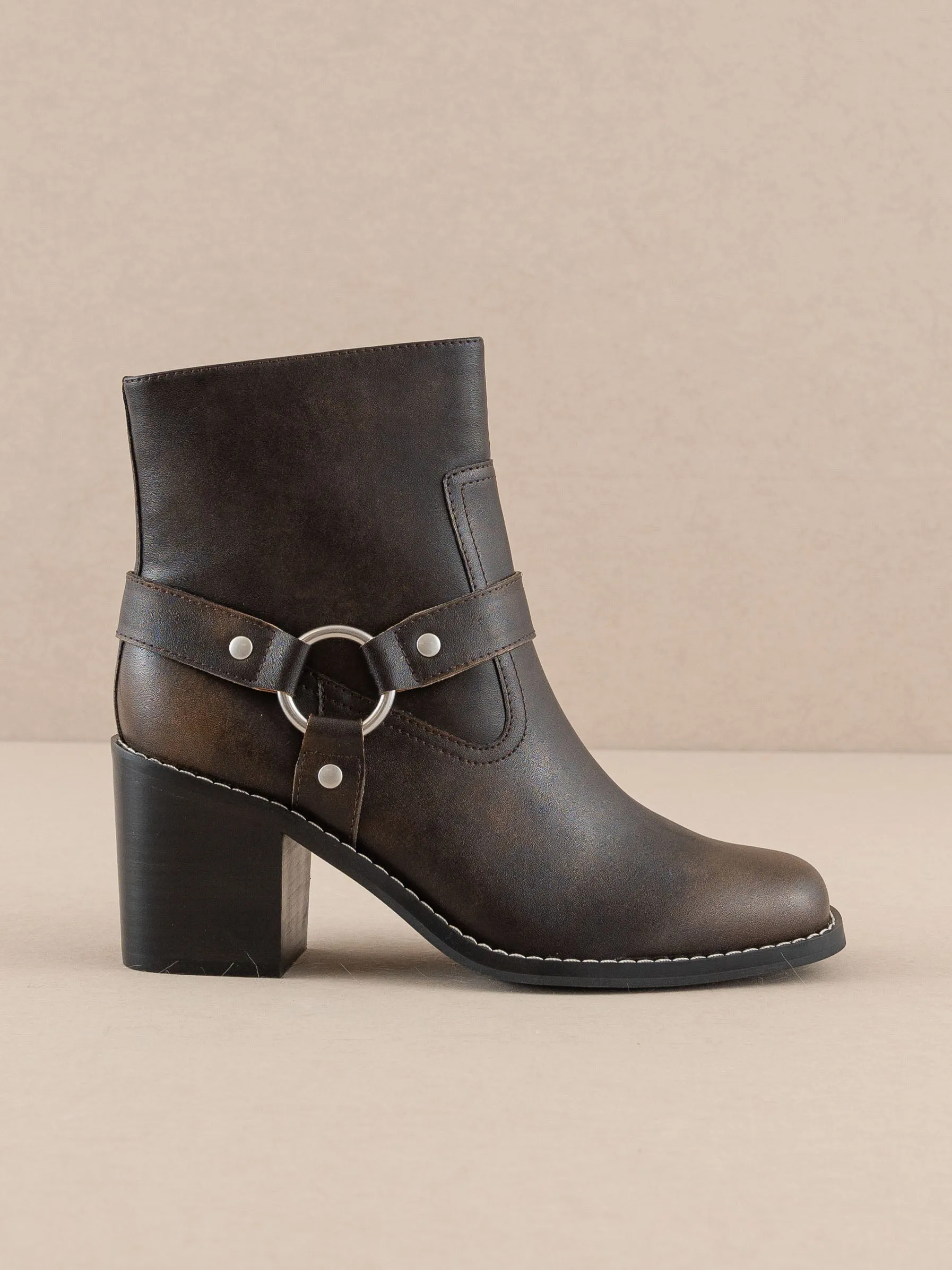 The Cameron | Coffee Heeled Moto Chelsea Boot