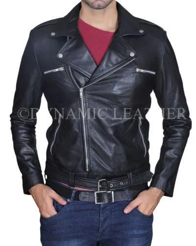 The Walking Dead Negan Jeffrey Dean Morgan Black Leather Jacket