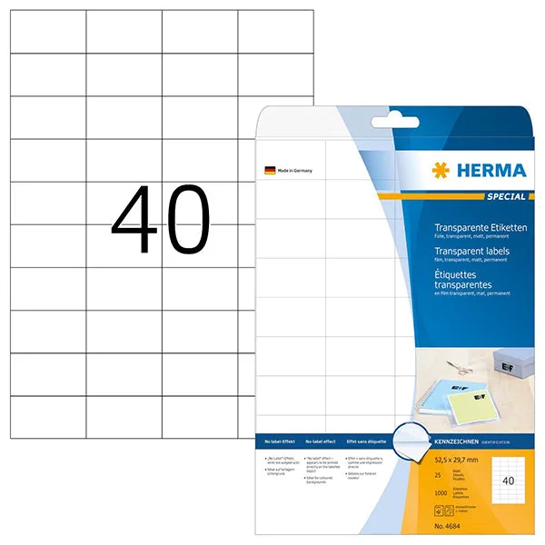 Transparent Label 52.5 x 29.7mm (4684)