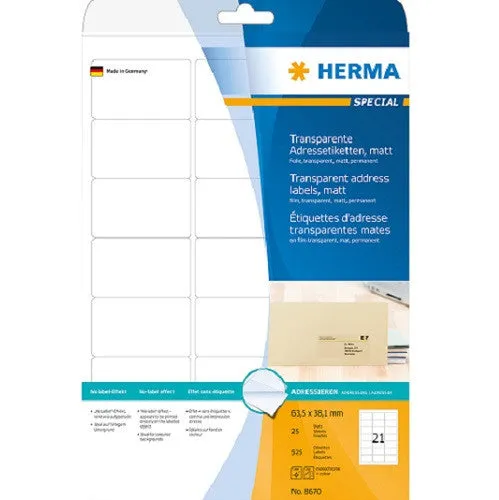 Transparent Label 63.5 x 38.1mm (8670)