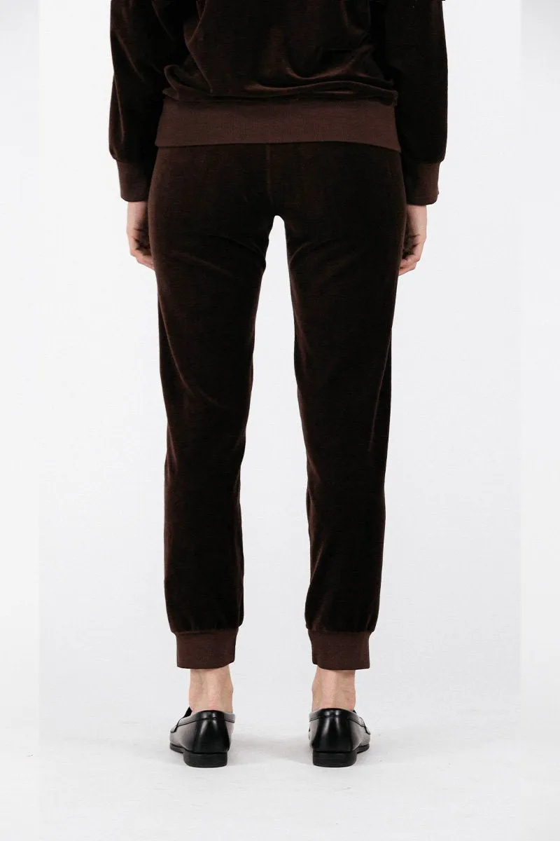 Velour Pintucked Jogger, Bark