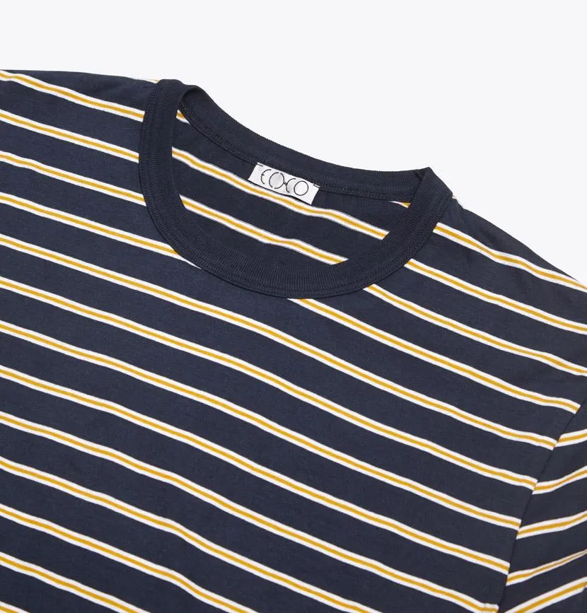 Wax London Ridley LS T-Shirt – Navy/Mustard/White