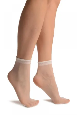 White Woven 3D Mesh Ankle High Socks