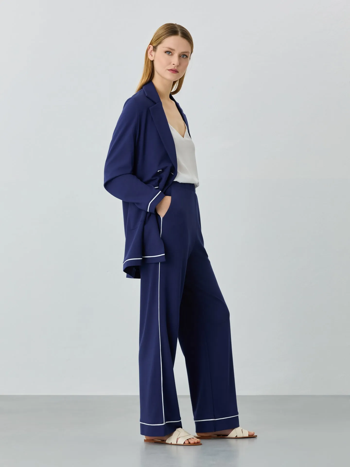 Wide Leg Punto Roma Trousers