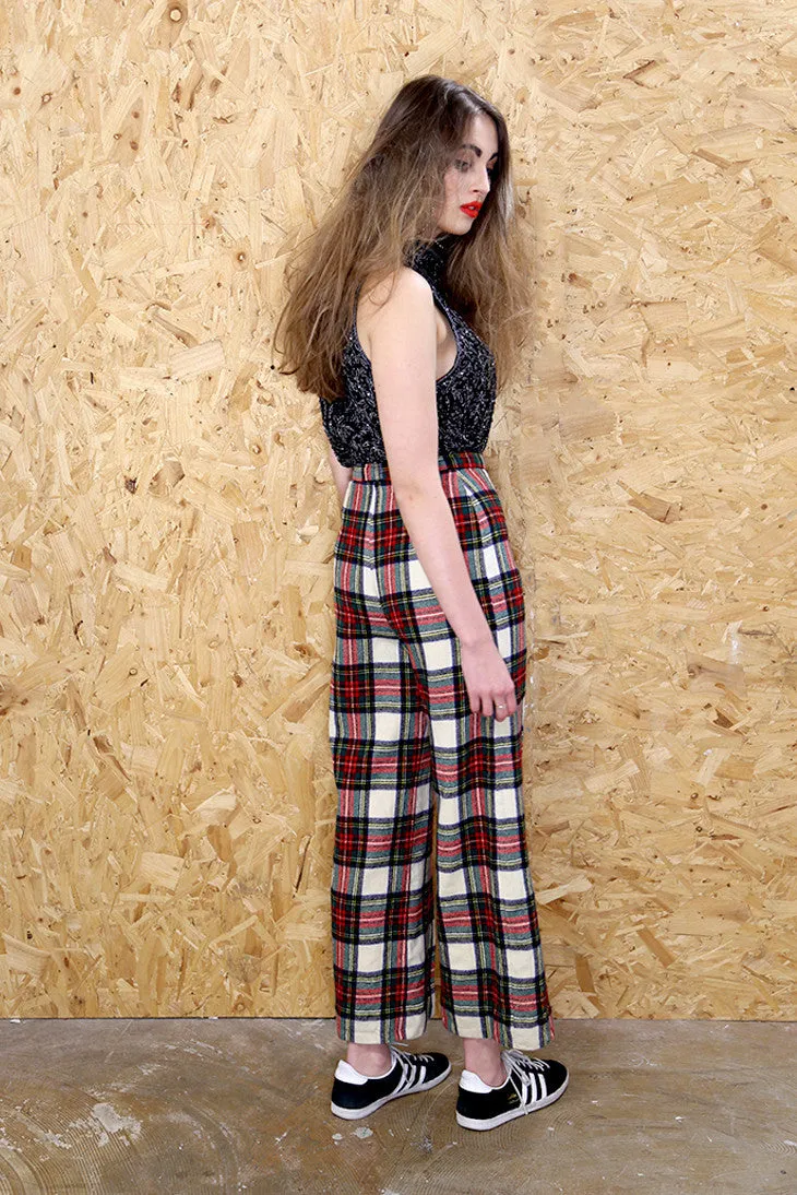 Wide Leg Tartan Trousers