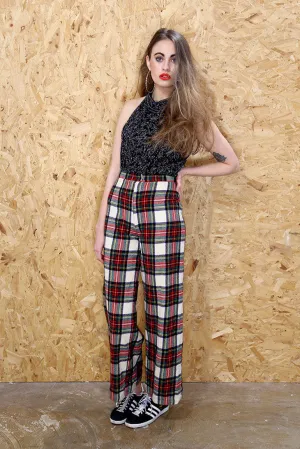 Wide Leg Tartan Trousers