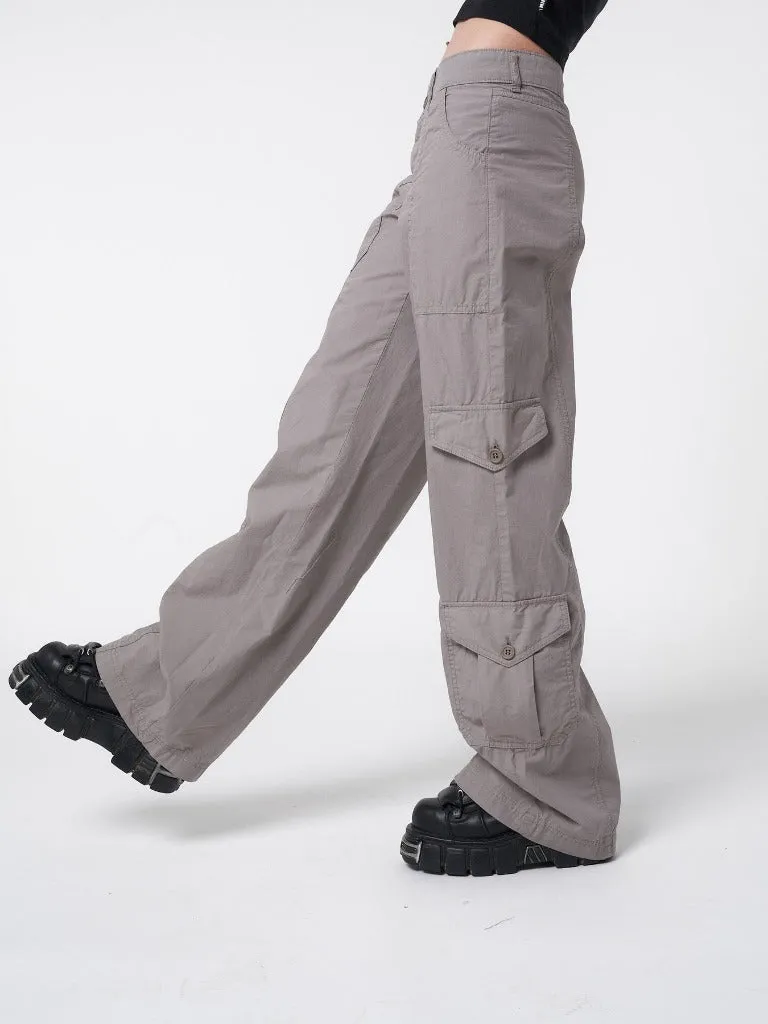 Women's Cleo Grey Y2K Cargo Pants